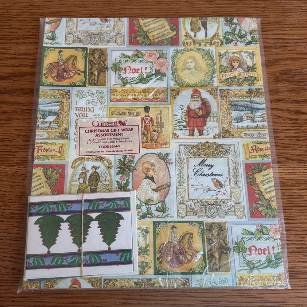 Vintage 1983 Current Inc Christmas Gift Wrap Assortment Sheets Cards‎